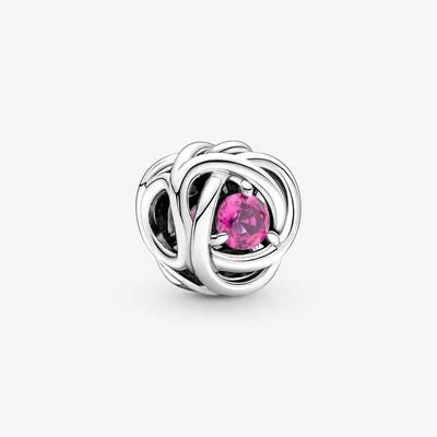 S925 Birthstone Eternity Circle Months Sterling Silver Charms Collection - Image 10