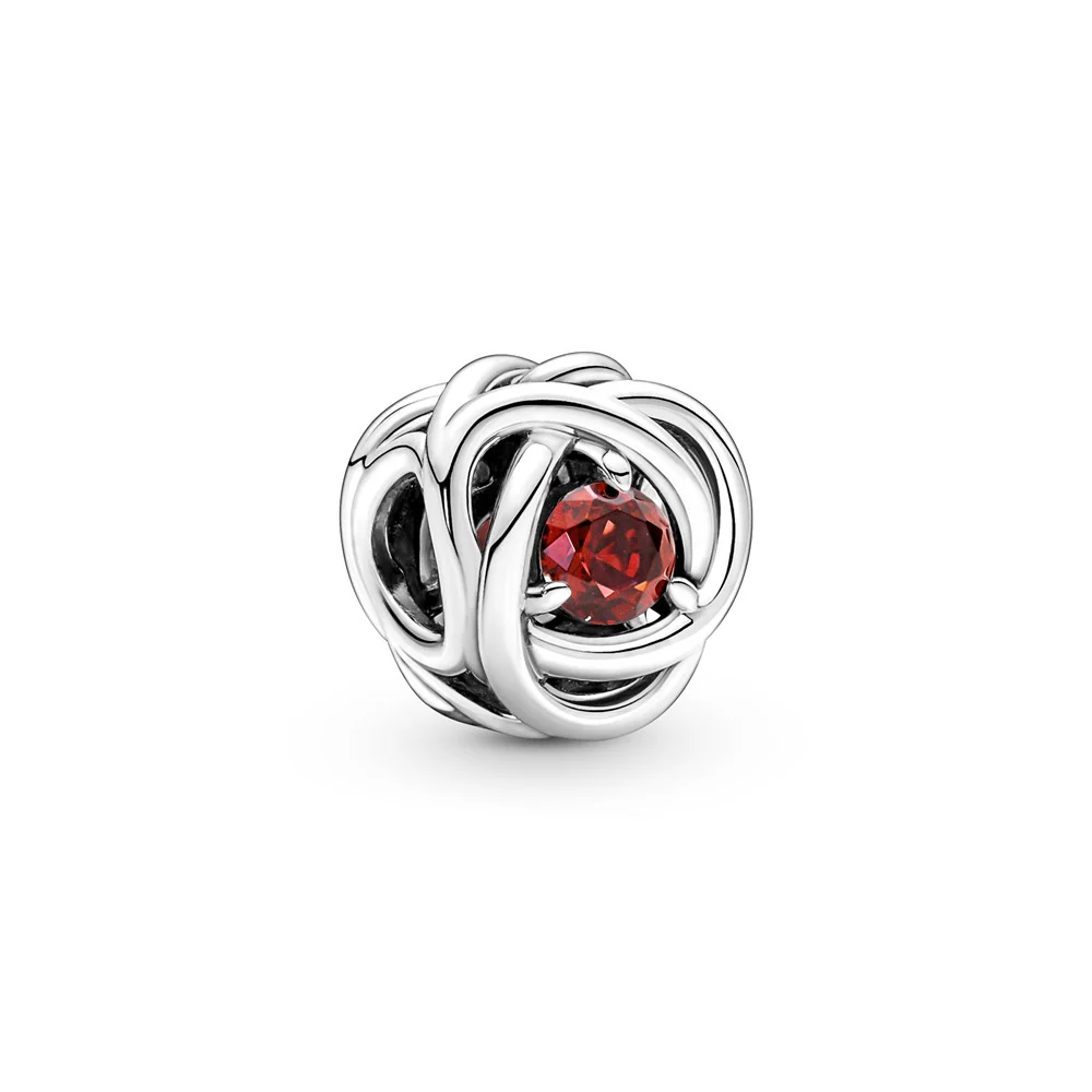 S925 Birthstone Eternity Circle Months Sterling Silver Charms Collection - Image 14