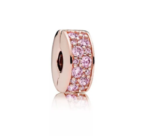S925 Round Clip Stopper Clear Pink Blue Purple Sterling Silver Charm Collection - Image 10