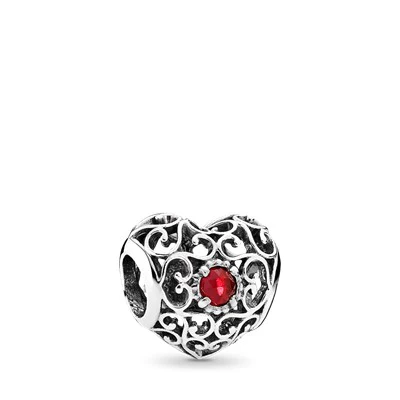 S925 Signature Heart Birthstone Months Sterling Silver Charms Collection - Image 7