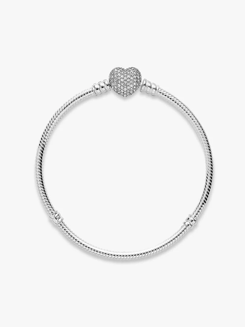 Sparkling Heart & Snake Chain Charm Bracelet - Image 3